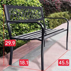 Garden Bench Outdoor Bench with Plastic Backrest for Patio Metal Bench Park Bench or Yard Porch Clearance Work Entryway