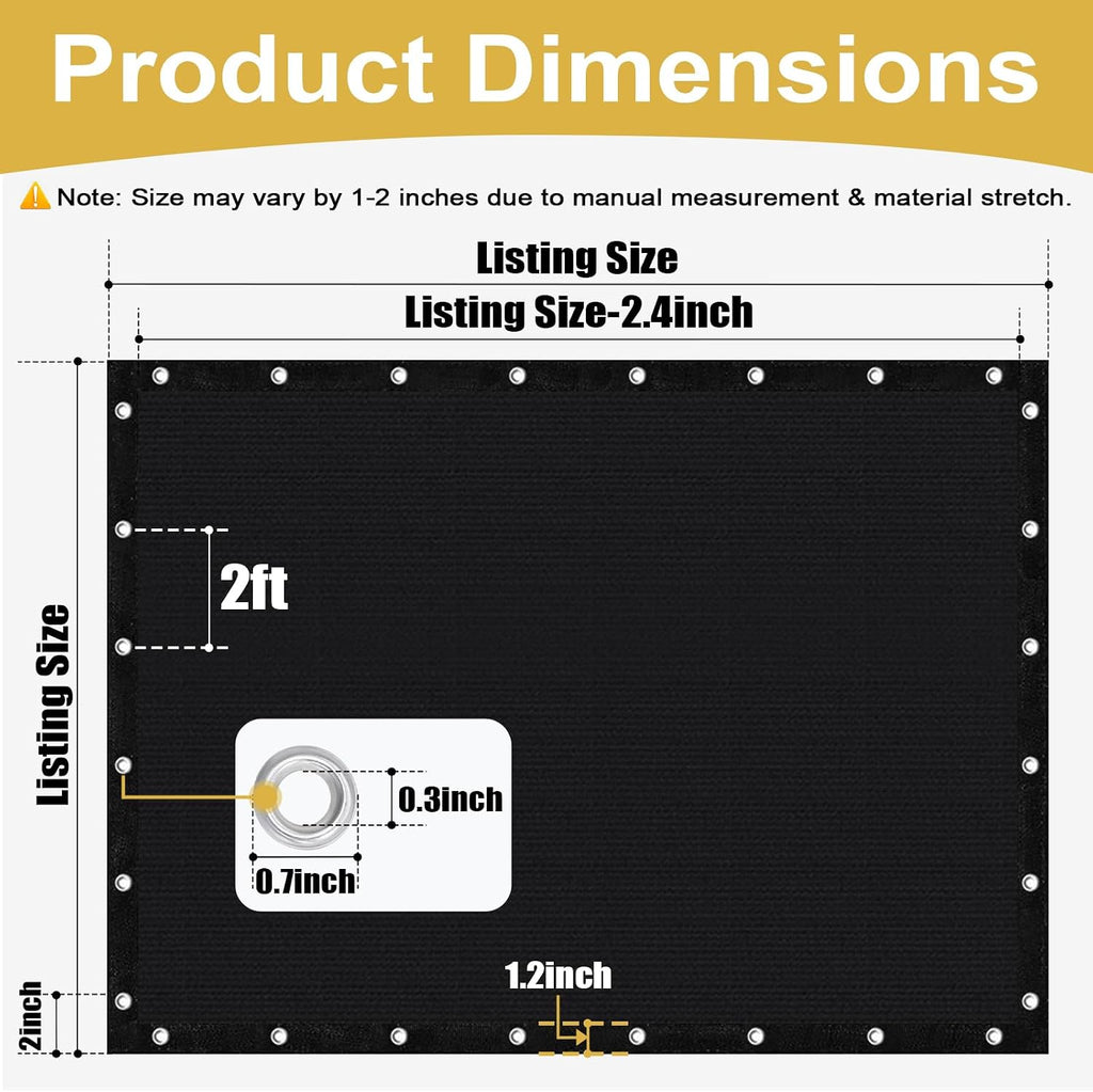 shade&beyond 90% sun shade cloth with grommets, 8', close-up detail