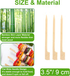 1200 PCS Bamboo Skewers for Appetizers, 3.5 Inch Toothpicks Cocktail Picks | Mini Food Sticks for Drinks, Fruit Kababs, Sausage, Barbecue Snacks, Natural Wooden Paddle Skewer, Charcuterie Accessories