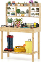 giantex potting bench, outside solid wood potting table, main product view