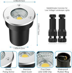 LED Landscape Lights, 12 Pack 7W Ground Lights With 24 Connectors, Low Voltage In-Ground Well Pathway Lighting, Daylight White, Waterproof for Driveway, Deck, Garden