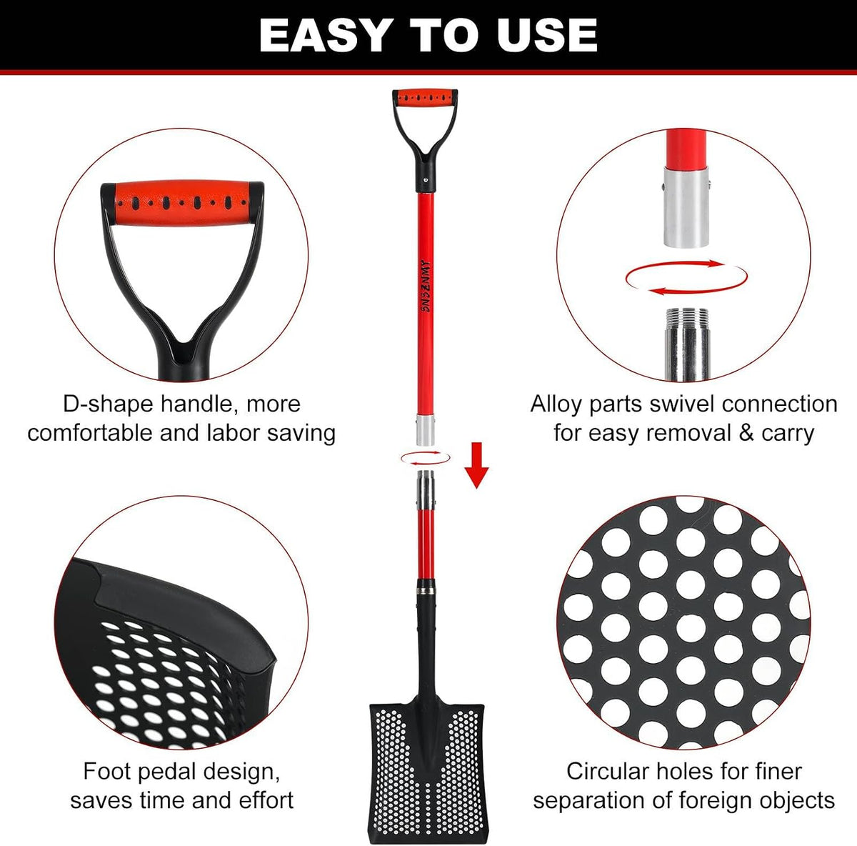 sifting shovel, heavy duty sand sifter shovel with showing dimensions
