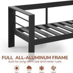 Solaste Aluminum Patio Loveseat, Metal Patio Sofa with Water-Resistant Cushion, Weather-Resistant Modern Outdoor Loveseat, Black Frame Grey Cushion