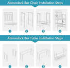 Ciokea Outdoor Bar Height Table Set of 5, 60" Extra Long Rectangle High Top Table and 4 Oversized Adirondack Chairs Set, Heavy-Duty All-Weather HDPE Patio Bar Set for Backyard Balcony Deck, White