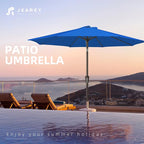 JEAREY 9FT Outdoor Patio Umbrella Outdoor Table Umbrella with Push Button Tilt and Crank, Market Umbrella 8 Sturdy Ribs UV Protection Waterproof for Garden, Deck, Backyard, Pool (Royal Blue)