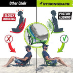 STRONGBACK Beach Chairs - Low Gravity Portable Beach Chair | Foldable, Heavy Duty - for Sand, Travel and Outdoor Use