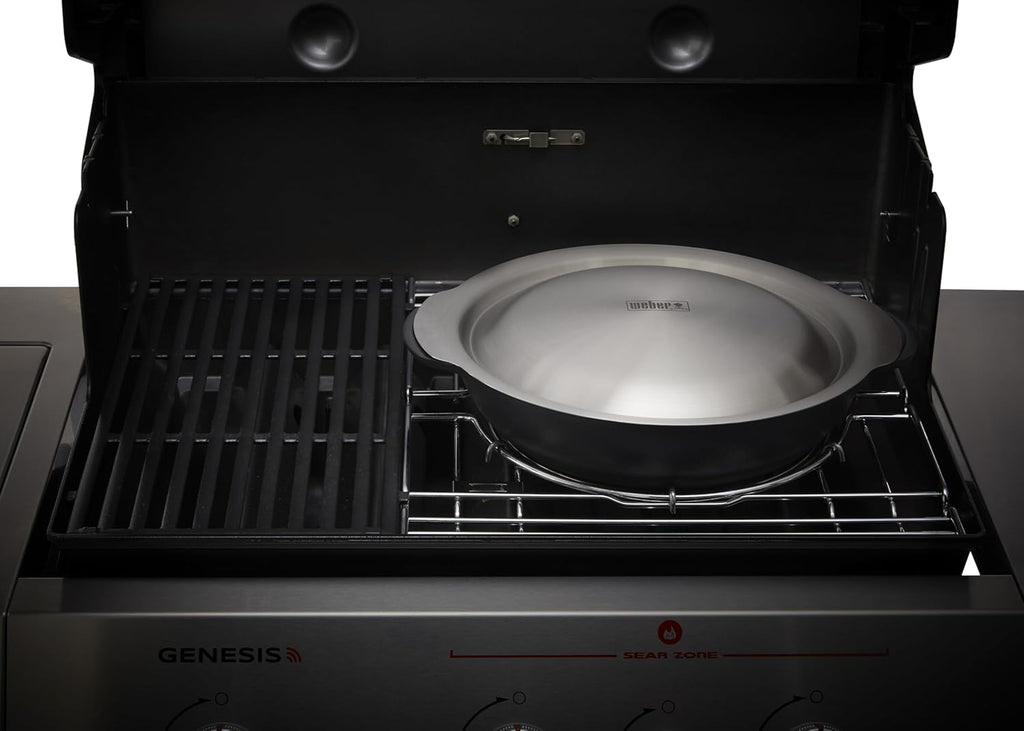 Weber Crafted® Wok & Steamer, 6 Qt, for Gourmet Grilling | Porcelain‑Enameled Cast‑Iron Wok with Steamer Basket for Weber Crafted® Grills (Frame Kit Required) - Grill Accessory
