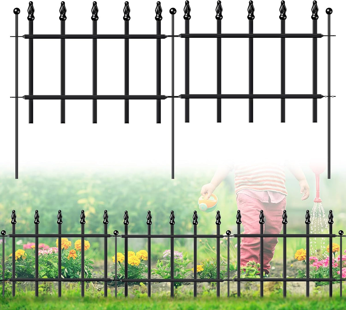 decorative metal garden fence 11" x 6', small, main product view