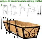 6pcs 30 Inch Window Deck with Coco Liner, 30" Window Boxes Horse Trough with Coconut Coir Liner, Metal Hanging Flower Planter Window Basket Deck Railing Planter Boxes for Outdoor Indoor Lawn