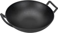 Charkettle 14" Cast Iron Wok with Handles for Gourmet BBQ System Grill | Maintains Food Flavor, Pre-Seasoned, Nonstick, Compatible with Weber Gourmet BBQ System, Campfire and Rocket Stove Use