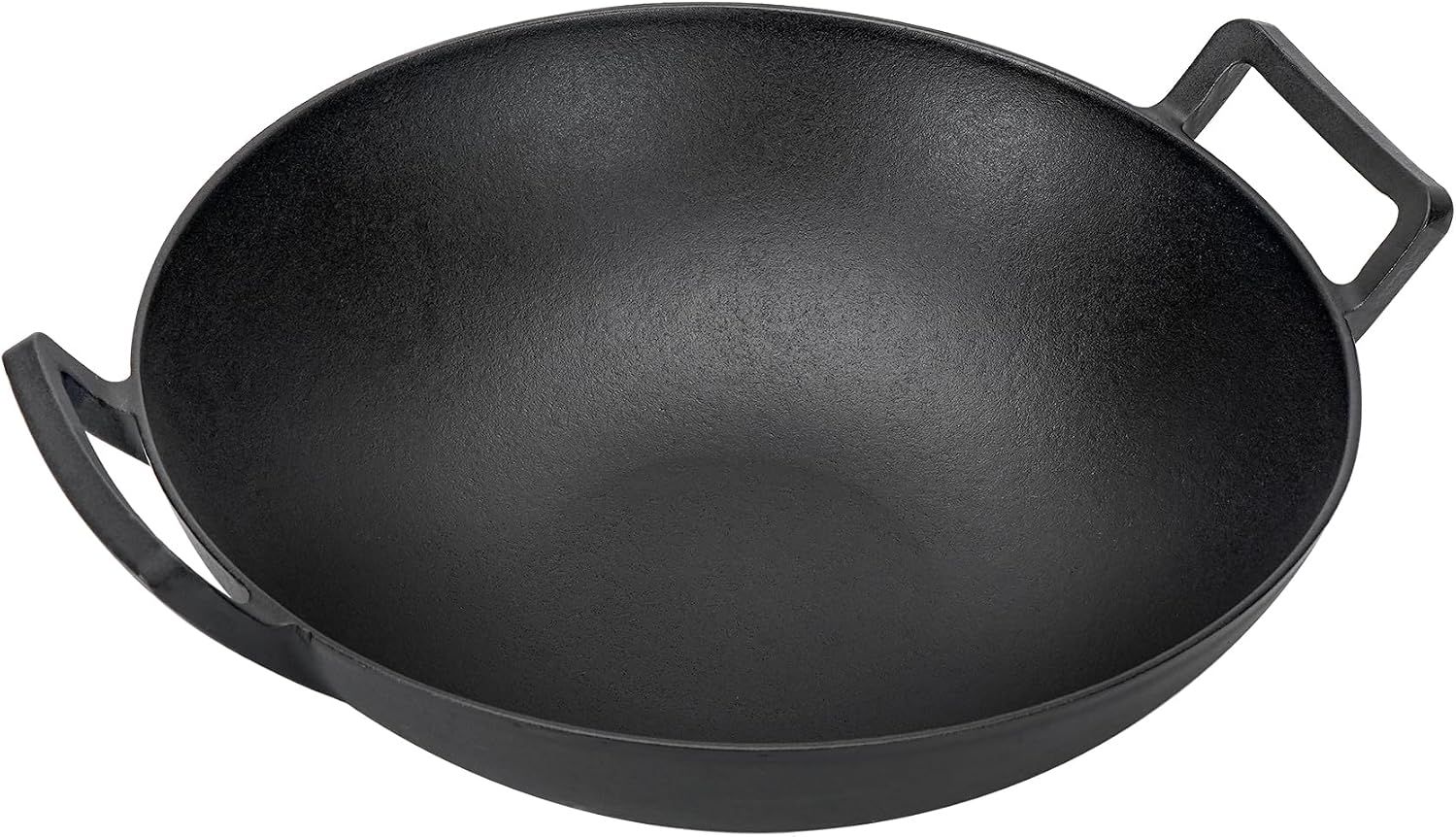Charkettle 14" Cast Iron Wok with Handles for Gourmet BBQ System Grill | Maintains Food Flavor, Pre-Seasoned, Nonstick, Compatible with Weber Gourmet BBQ System, Campfire and Rocket Stove Use