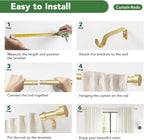 Curtain Rods for Windows 72 to 144, 1 Inch Adjustable Gold Heavy Duty Long Window Curtain Rod with End Caps, Modern Style Indoor Outdoor Drapery Rods for Patio Bedroom, Size 32" - 150"