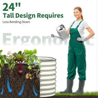 Kesfitt Raised Garden Bed Outdoor, Galvanized Steel Metal Raised Bed Planter for Vegetables, 24-Inch Deep Open Bottom Backyard Garden Bed 6x3x2 ft, Pearl White