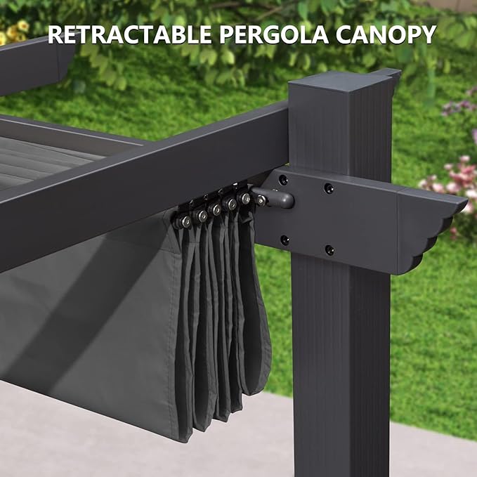 Pergola Shade Cover Replacement Canopy Top Compatible with 10 X 10 ft 6-Bar Pergola Frames - Gray (Canopy Size 116" W x 95" L, Canopy Top Only)