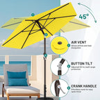 AreShark 7.5FT Patio Umbrella Table Market Umbrella with 6 Sturdy Ribs, Button Tilt/Crank Heavy-Duty Round Outdoor Umbrellas for Garden, Deck, Backyard,and Pool, Yellow
