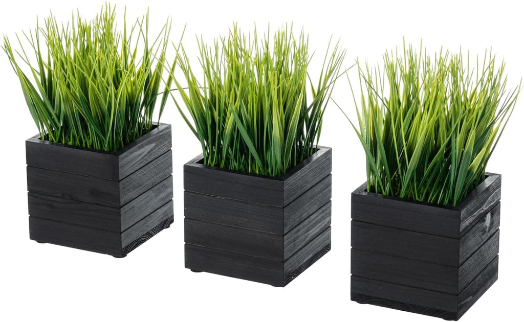 mygift artificial green grass plants in vintage black, main product view