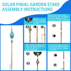 Solar Garden Lights Outdoor, Decorative LED Flame Garden Stakes, Hand Blown Glass and Outdoor Waterproof Glass Stakes (Light Blue)