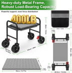 garden seat with 360° brake wheel: 3-in-1 rolling shown in use