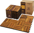 9-piece acacia wood interlocking deck tiles, golden teak, main product view