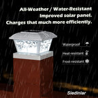 SIEDiNLAR Solar Post Cap Lights Outdoor 2 Modes, 4 Pack, White, Warm/White | Fence Post Lights, 8 LEDs for 4x4, 5x5 & 6x6 Vinyl/Wood Posts, Solar-Powered Waterproof for Patio, Deck, Garden & Yard Decor