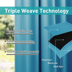 NICETOWN Outdoor Curtain for Patio Waterproof, Thermal Insulated Detachable Sticky Tab Top Room Darkening Great Vertical Drape Outdoor Divider for Pergola, 1 Pack, W52 x L108, Teal Blue