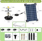 9V 6W Solar Fountain Pump, 3-Tier Waterfall & 3 Spray Nozzles, Solar Powered Water Fountain Solar Bird Bath Fountain for Small Pond, Patio, Garden