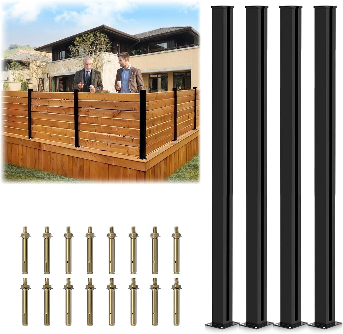45" aluminium privacy fence line post, 4 pack, main product view