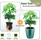 Self Watering Pots for Indoor Plants, 4-Pack 6.7'' Self Watering Planter with Drainage Holes, Small African Violet Pots with Water Indicator, Clear Wick Orchid Pot, Blue Gold