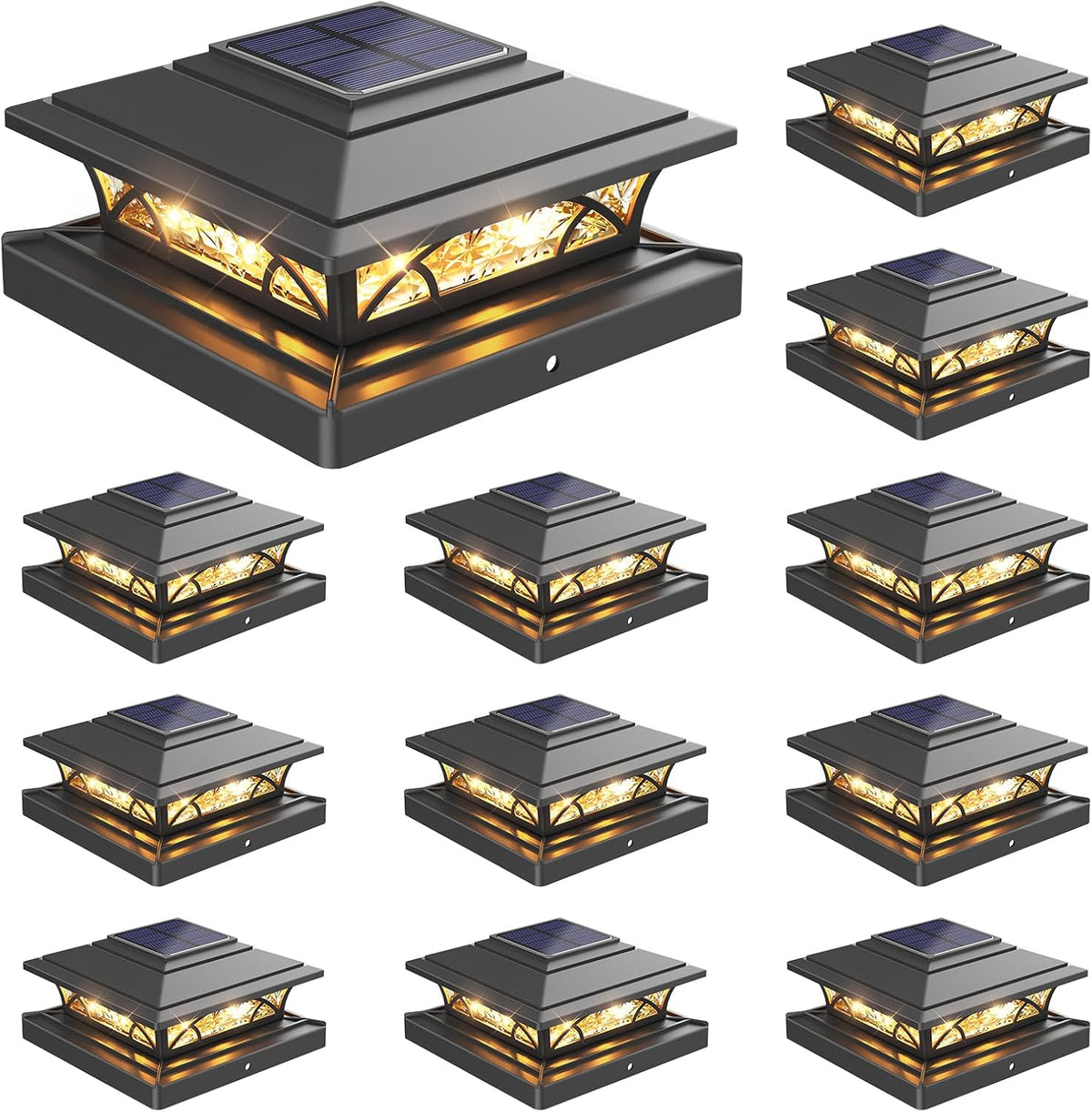 jofios post cap lights outdoor 12pack, black deck, main product view