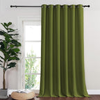 NICETOWN Blackout Sliding Glass Door Curtains, Room Darkening Thermal Insulated Curtains for Living Room Bedroom, Extra Wide Window Drapes, 1 Panel, W80 x L118, Olive Green