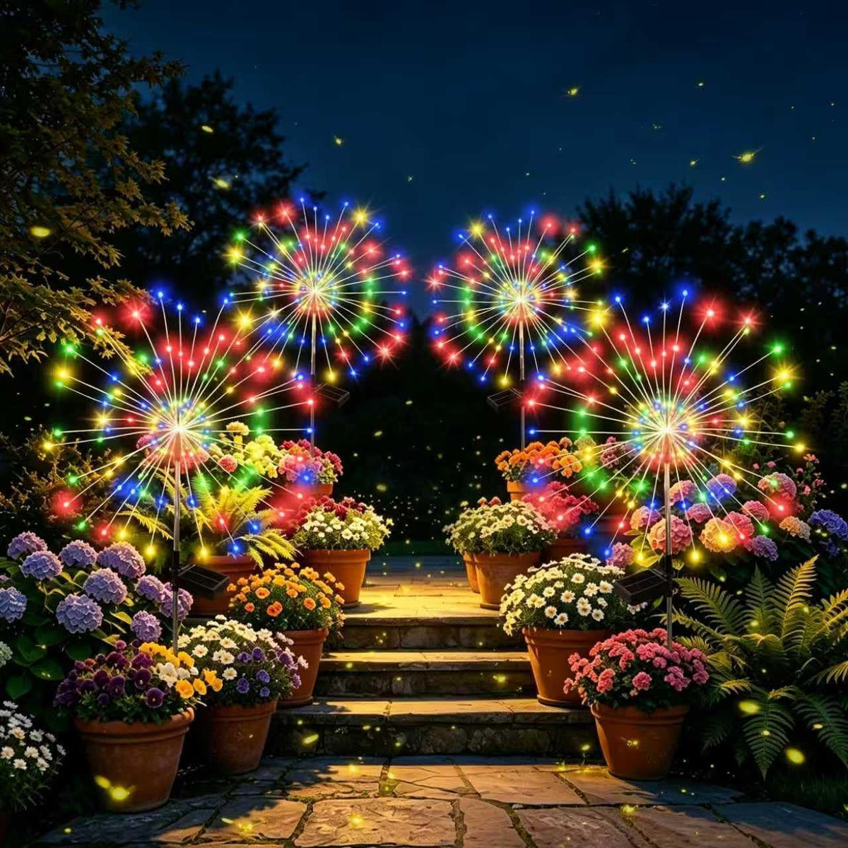 solar garden lights outdoor decorative, 4pack 120 led, main product view