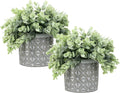 mygift artificial eucalyptus plants in gray concrete pots, main product view