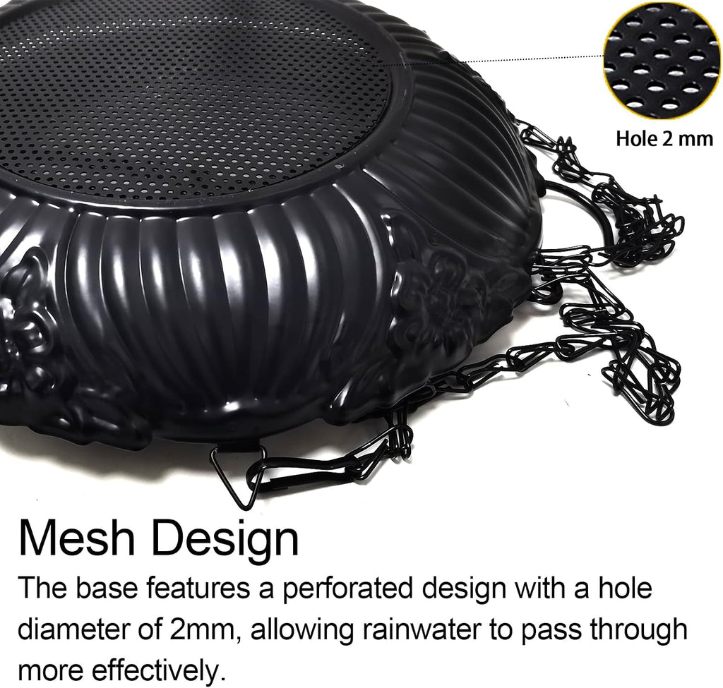 Platform Bird Feeder，11 inch Large Metal Hanging Tray Bird Feeders for Outside 1pack