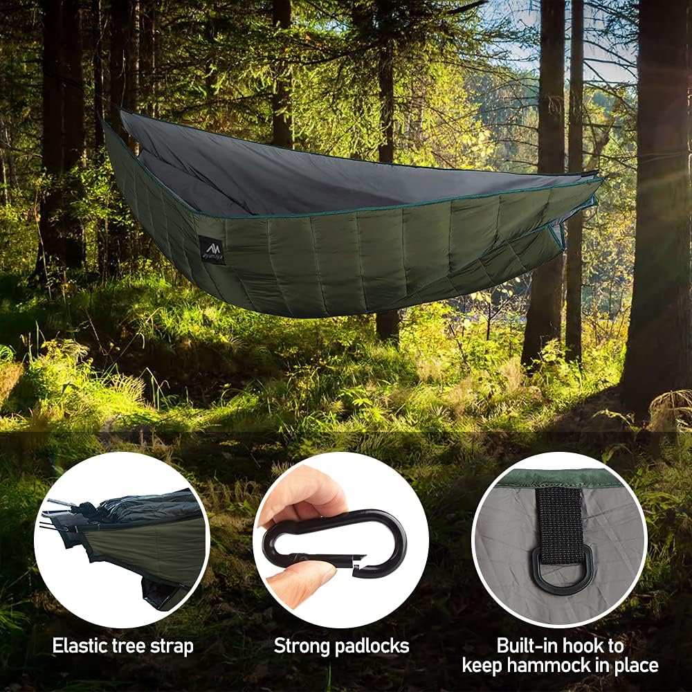 Hammock Underquilt, 4 Season Heavy Duty Under Quilt with Tree Straps | Large Hammock Protector for Backpacking, Hiking, Cold Weather, Outdoor Sleeping