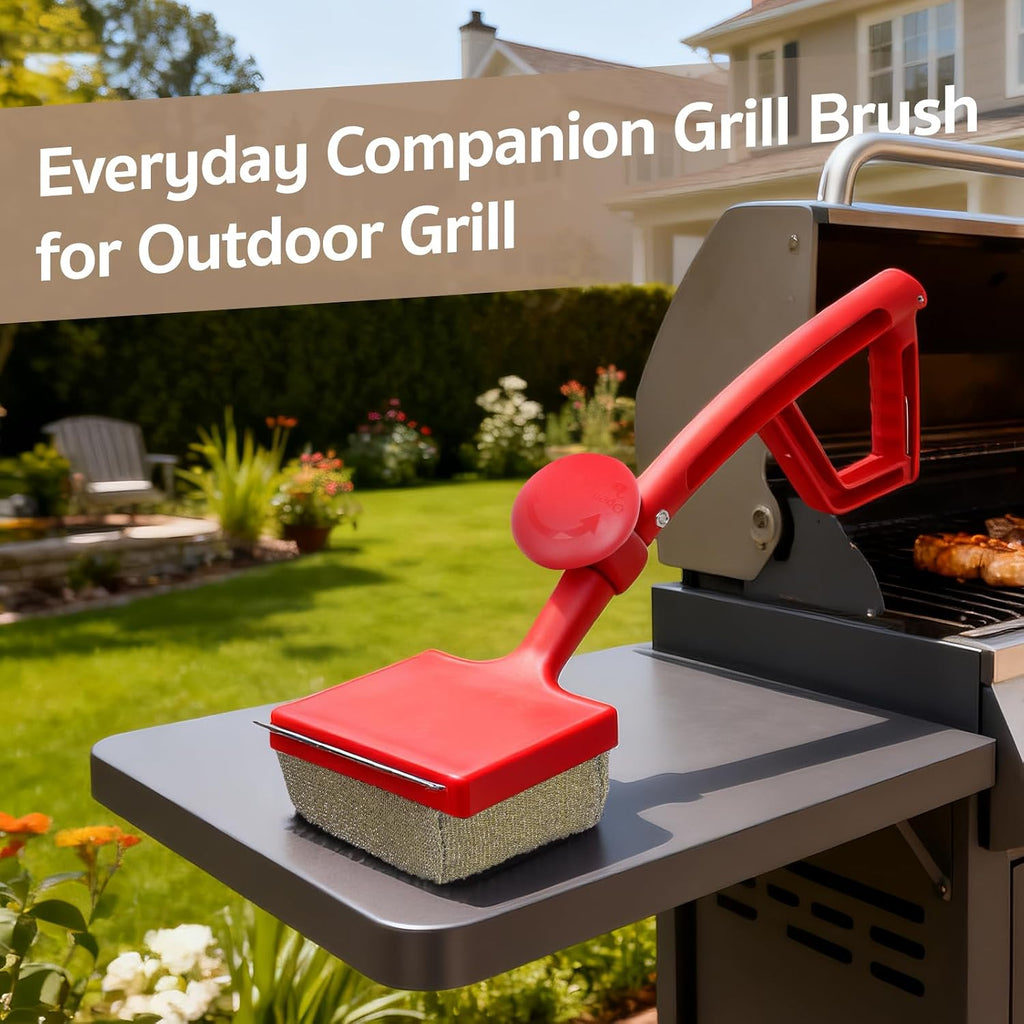 GASPRO Grill Brush Bristle Free for Outdoor Grill, BBQ Grill Cleaning Brush with Replaceable Scrub Sponge Head & Scraper, Ergonomic Handle, Safe for Stainless Steel, Cast Iron & Porcelain Grate