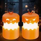 Rechargeable Halloween Pumpkin Lantern Light Collapsible Jack O Lantern | Battery Operated Pumpkin Lantern with Lanyard - Halloween Party Favor Decoration Outdoor Light up Pumpkin for Halloween Party