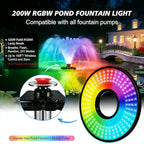 Pond Fountain Aerator,Pond Aerator,with Dynamic LED RGB Lighting Adjustable Modes, Digital Timer | 1 HP 15,000 GPH, 750W 110V, 100FT Cord - for Large Ponds, Lakes & Outdoor Water Features