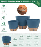 montresor 2 Pack 10 inch Plant Pots, PP Plastic Self Watering Plant Pot with Drainage and Tray for Indoor Outdoor Plants, Water Level Window & Reservoir Flower Pots Outdoor Decorative Planter (Blue)