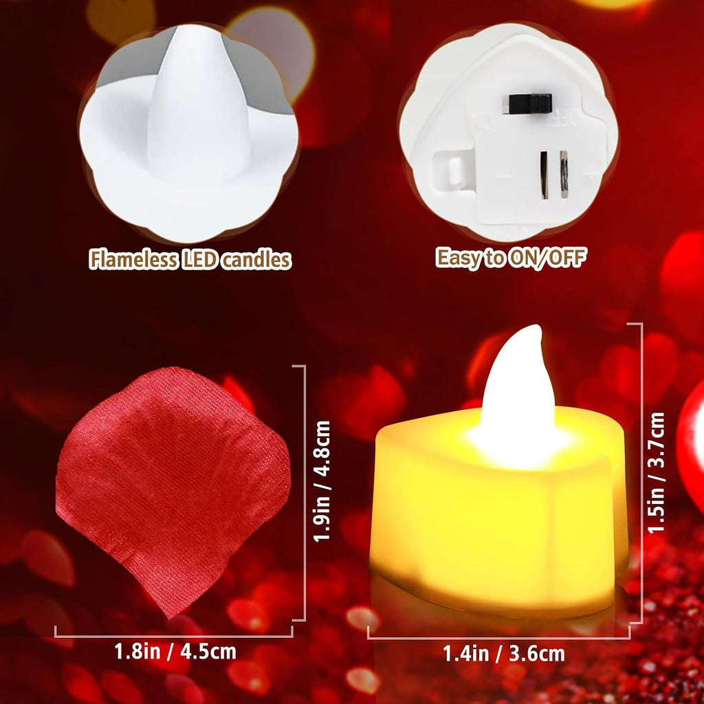 6000 PCS Artificial Rose Petals with 72 PCS Flameless LED Candles Set | Decoration for Special and Romantic Night, Wedding Anniversary, Event, Party Decoration