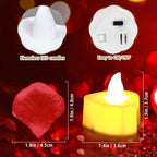 6000 PCS Artificial Rose Petals with 72 PCS Flameless LED Candles Set | Decoration for Special and Romantic Night, Wedding Anniversary, Event, Party Decoration