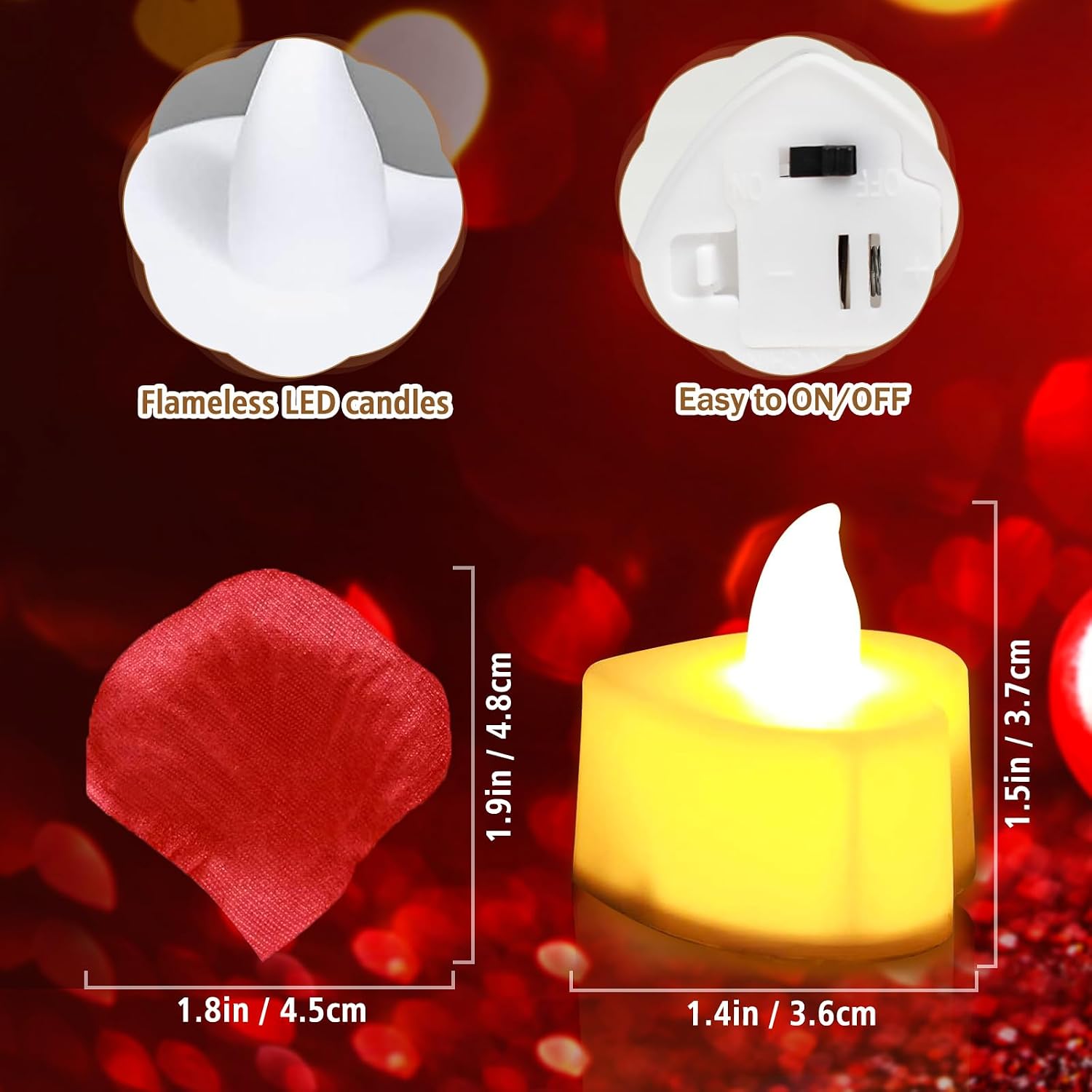 6000 PCS Artificial Rose Petals with 72 PCS Flameless LED Candles Set | Decoration for Special and Romantic Night, Wedding Anniversary, Event, Party Decoration