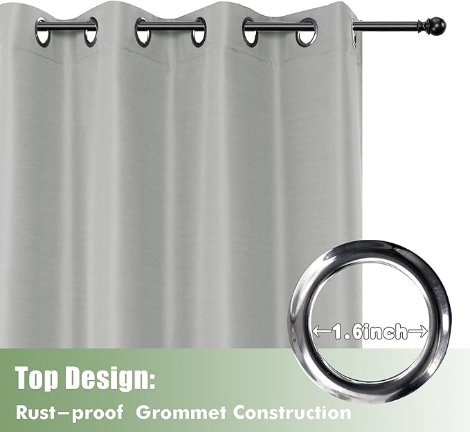 HolidayIdeas Outdoor Curtains for Patio Waterproof, 6 Panels - 54x95 Inches - Weatherproof Privacy Outsides Curtains for Cabana Porch Pergola, Sunlight & UV Blocking (Silver, Grommet Top)