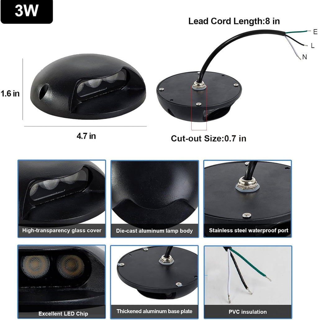 3w outdoor deck lights, 3000k led landscape step shown in use