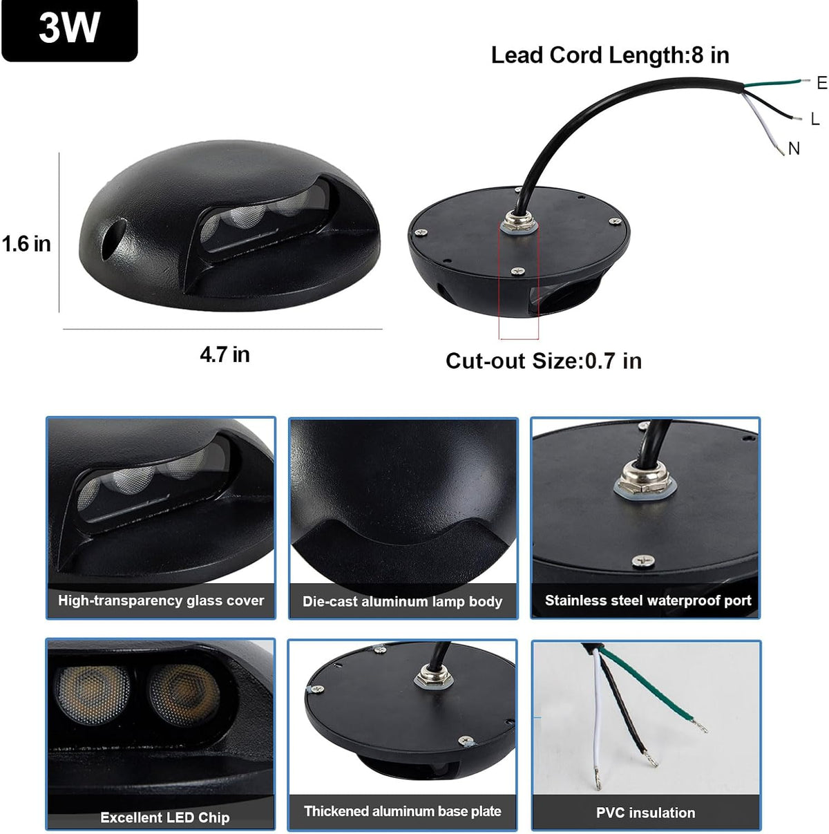 3w outdoor deck lights, 3000k led landscape step shown in use