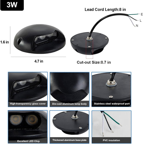 3w outdoor deck lights, 3000k led landscape step shown in use