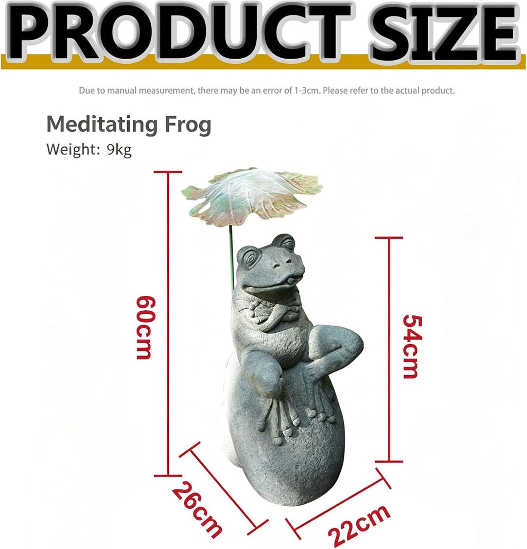 Garden Pond Spitters Statue Pond Water Feature Fish Pond Water Circulation Outlet Landscaping for Outdoor Patio Yard(Meditating Frog)