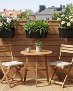 vensovo 16 Inch Railing Planter for Outdoor Plants - 5 Pack Large Metal Balcony Hanging Planters with Detachable Hooks and Drain Holes Oval Box Rail Pots for Home Garden Fence, Black