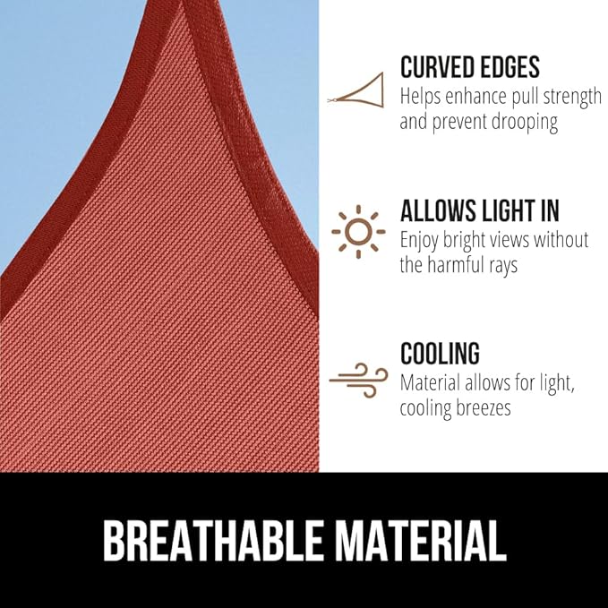 GORILLA GRIP Heavy Duty Sun Shade, UV Protection Fade Tear and Rust Resistant Rectangle Sunshade Canopy, Curved Edges Blocks Sunlight, Breathable Sail, Outdoor Patio, Lawn Garden, 8x12 FT Terra