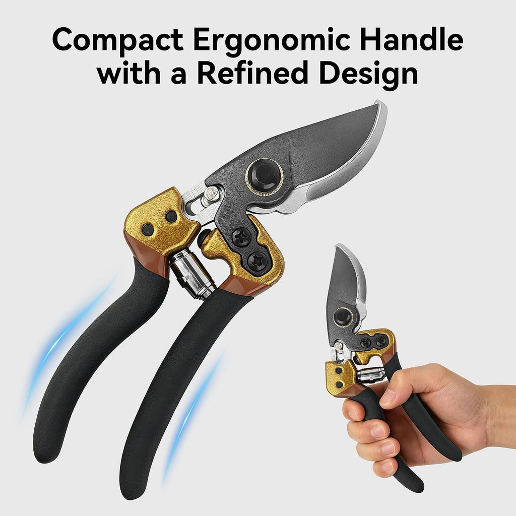 Professional Pruning Shears, Bypass Pruners | Japanese SK5 Steel Blades, Heavy Duty Garden Clippers for Branch Cutting, Bonsai, and Gardening