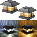 Dynaming 4x4 Solar Post Cap Lights Outdoor with 2 Color Modes, Fence Post Solar Lights Black Shell Brightness SMD LED Lantern Lamps Waterproof for Garden Deck Patio, Fit Wooden/Vinyl Posts, 2 Pack